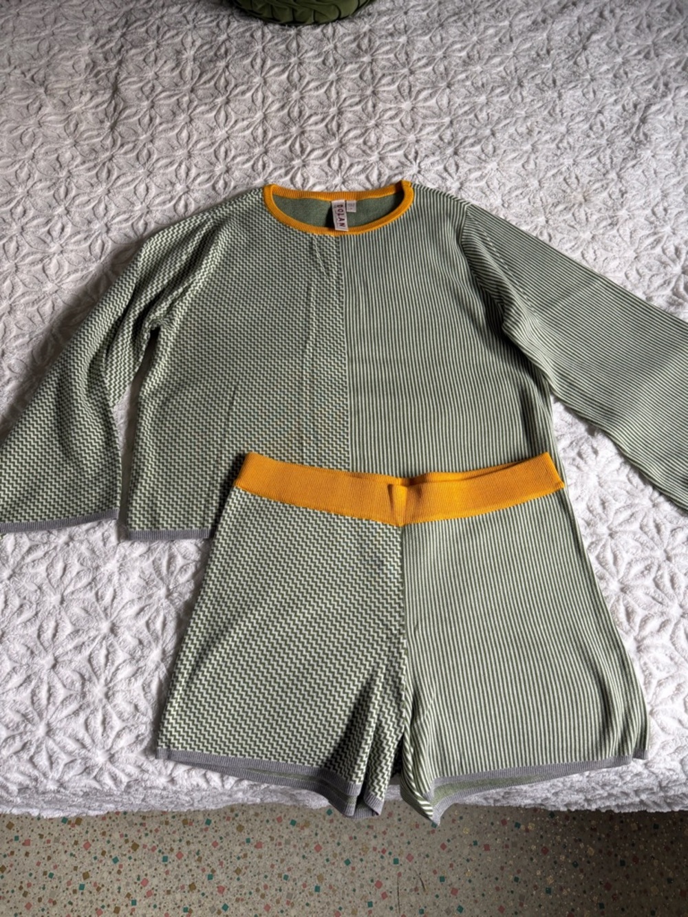 Anthropologie Dolan Left Coast Sierra Lounge Set in Olive Green + Mustard